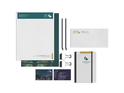 Calvin Weaver Law - 02 branding business cards design door envelope firm journal law lawyer letterhead logo mockup moon outdoor stationary stationery