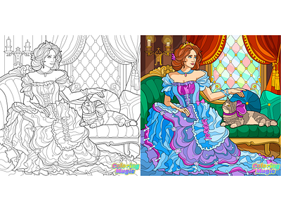 07 Coloring app "Coloring Magic - Color by Number" by number adobe illustrator antistress art color by number illustration lineart mobile app vector