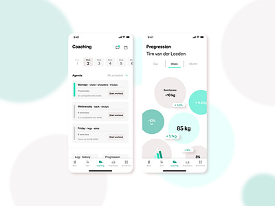 Personal trainer app | workout agenda agenda app design coaching dashboard design figma fitness graphic design gym app light mobile app design mobile ui personal training sport statistics ui ux design white whitespace workout