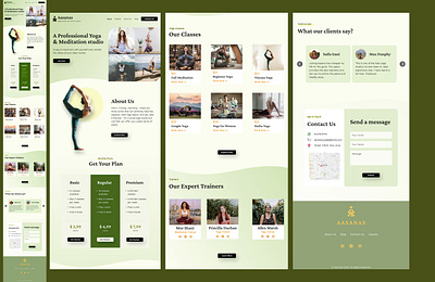 AASANAS a Yoga retreat landing page design 3d animation branding design figma graphic design illustration landing page logo motion graphics ui uiux ux vector