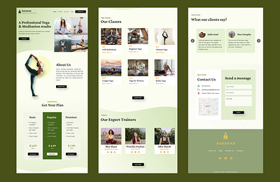 AASANAS a Yoga Retreat landing page designs branding design figma graphic design illustration landing page logo ui uiux ux vector