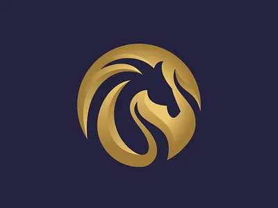 Luxury Horse Logo circle equestrian fast flame global gold horse logo luxury mustang royal run simple speed
