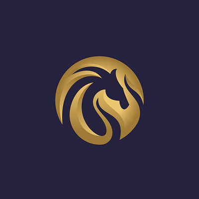 Luxury Horse Logo circle equestrian fast flame global gold horse logo luxury mustang royal run simple speed