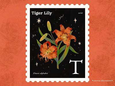Flower alphabet 20/26 - Tiger Lily abc alphabet art artist book illustration children illustration design draw flower flower alphabet flower art flower illustration illustration illustrator letter t licensing postcard tiger lily washi tape
