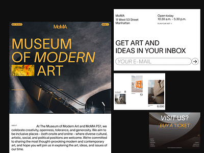 MoMA Landingpage Rebranding Concept | Museum clean design hero header hero section landing page minimal modern art modern design museum museum of modern art sections typography ui ui design ui map ux ux design web web design website