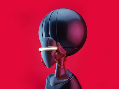 AF-0 3d afro art character concept cyborg fashion future hard surface portrait realistic render robot scifi style