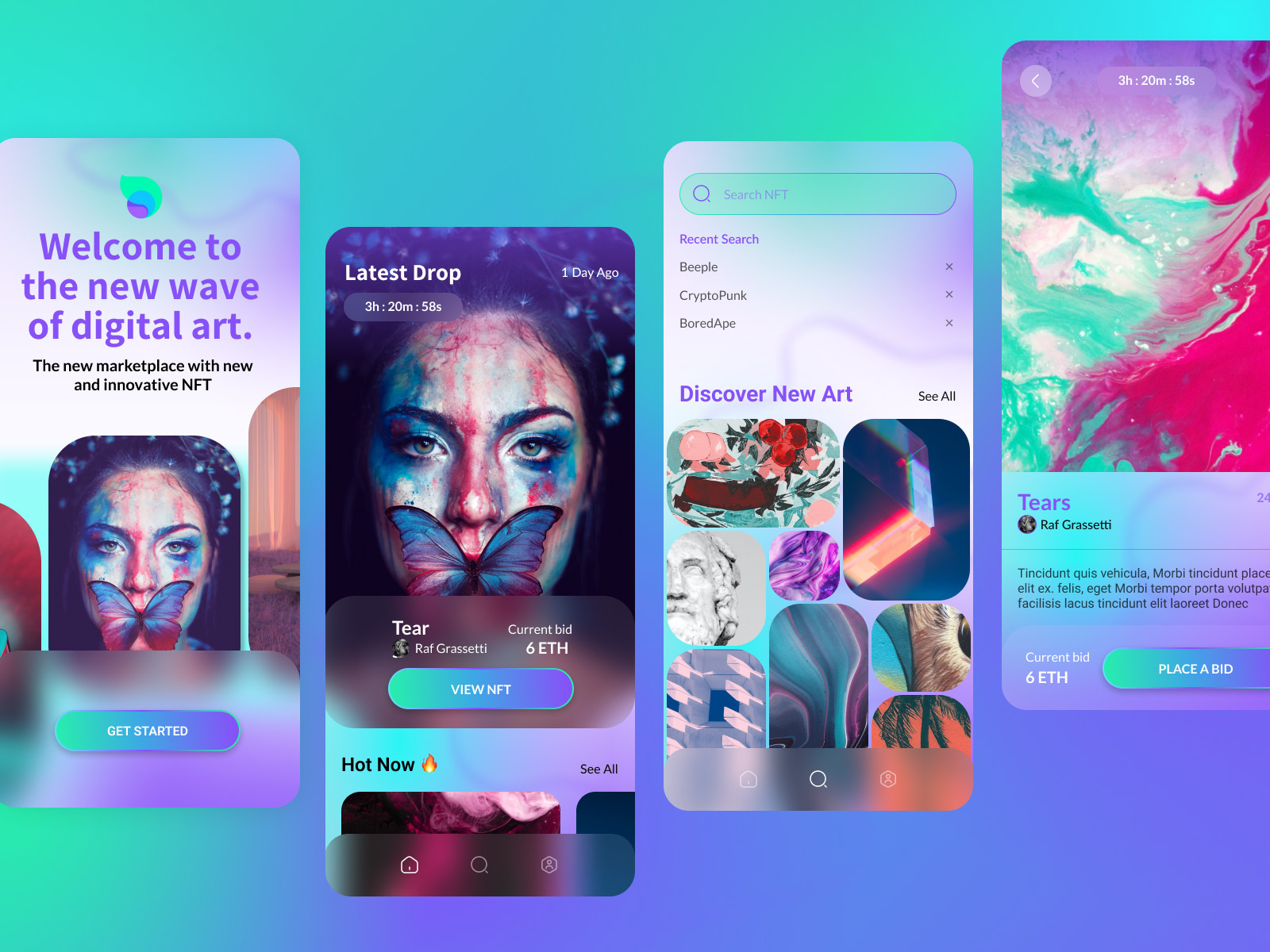 NFT app app bitcoin blockchain branding crypto design ui