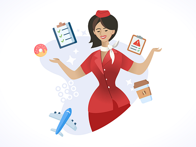 Airline Crew Illustrations 2d adobe airline cabin crew character design digital flat graphic illustration line art minimalistic mobile app pilot red sketch spot illustrations travel vector