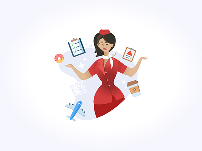 Airline Crew Illustrations 2d adobe airline cabin crew character design digital flat graphic illustration line art minimalistic mobile app pilot red sketch spot illustrations travel vector