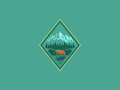 Outdoor logo adventure badge bear branding camping classic earthy graphic design green lake logo logomark mountain nature outdoor pine tree river summer camp timeless vintage