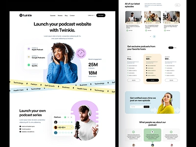 Podcast Landing page design clean ui concept design header design homepage landing page landingpage landingpage design podcast podcasting saas website streming website tech uiux visual identity web design web3 webdesign website design