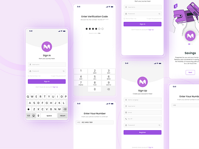 Login & Sign Up - Mobile Screen apps design e money login mobile mobile apps mobile screen sign up ui ux verification code verification phone number