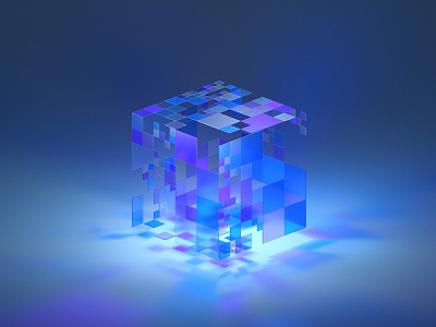 Cube 3d abstract art background blender block blockchain blue color cube design geometric illustration purple render science shape technology visual