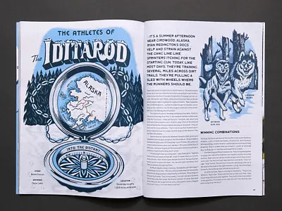 Athletes of the Iditarod: YETI Dispatch Editorial Illustration alaska compass dog editorial illustration map mountains trail race yeti