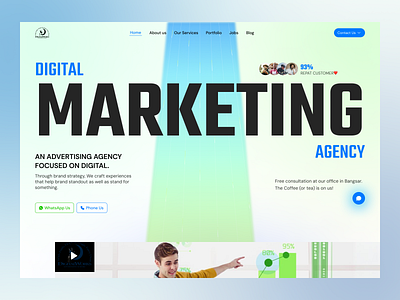 Digital Marketing Agency Landing Page UI/UX Design. best ui ux for digital agency clean minimal digital agency ui creative agency ui ux design digital agency landing page ui engaging ui for seo marketing marketing agency website design modern marketing agency website seo friendly website design user centered digital agency u