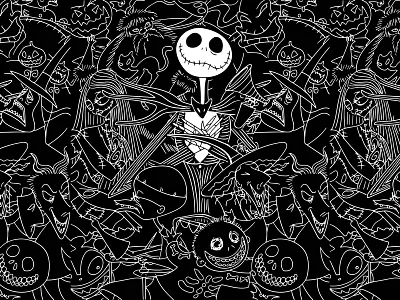 Nightmare Before Christmas Townies Pattern apparel character art design disney halloween holiday holiday movie illustration jack o lantern jack skellington logo merch movie nightmare nightmare before christmas oogie boogie pattern skull