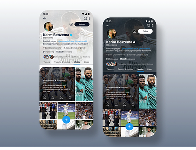 Twitter Media Redesign app concept dark light mobile mobileapp real madrid redesign theme ui ux uxui