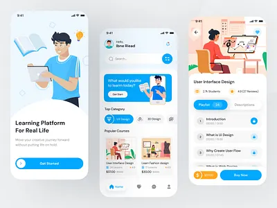 Online Course Mobile App academy app concept app design application course app e learning education learning app mobile app mobile ui online class online course online school uiux design
