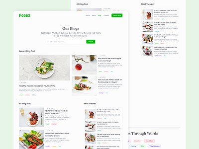 Food Blog Layout blog clean delivery design food landing page meal minimal post retaurant ui web white