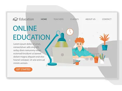 Main page Web site for online management training art artwork boy branding computer design desk graphic design illustration man management online site study table training ui ux web