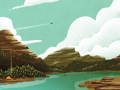 Alpine Lake Adventure camping canadian artist digital art hero image illustration mountains outdoors retro vintage