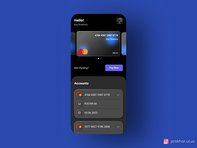 Mobile Banking App application banking banking app black clean dark mode design minimal mobile mobile banking modern ui uiux ux