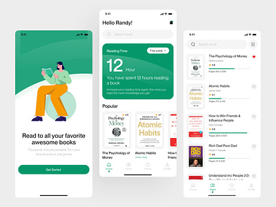 Bacaan - Book Apps audiobook bookapp books clean ui design e book green illustration minimalist mockup popular readingbook simple ui ui design uidesign uiuxdesign