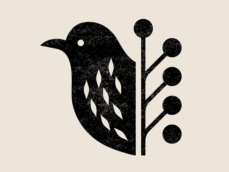 Brown Thrasher berries berry bird branch feathers fruits georgia grain icon iconography illustration logo nature retro symbol texture the south tree wildlife