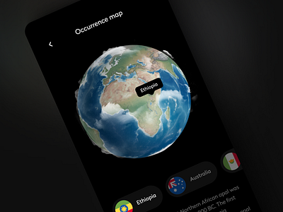 Database of minerals - occurrence map app app design black clean dark design earth interface map minerals ui ui ux user experience user interface ux