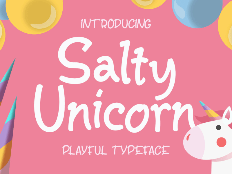 Salty Unicorn Playful Typeface freebies happy