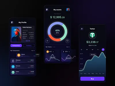 Crypto Wallet Mobile App app assistant banking binance bitcoin blockchain coin crypto cryptocyrrency finance fintech nft token wallet