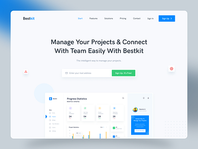 BestKit - Saas Product Landing Page 2022 trend branding clean design design trends figma homepage landing page minimalistic product design project management saas saas product templatecookie ui ui design user interface visual design