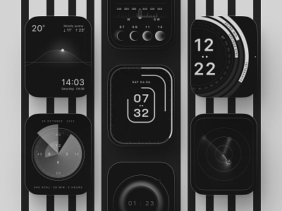 Dials activity blur bw dark design dials digital fitnes moon time ui ux watch watchos weather