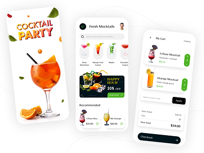 Juice : Mocktail : Drink App Ui app design beverages clean cocktail bar colorful daily ui drink graphic design illustrations juice martini minimal mocktail modern simple typography ui uiux ux vector