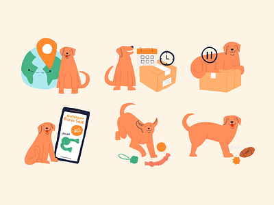 Dog corporate icons animation branding character corporate cute delivery design dog graphic design icon illustration illustrator logo motion graphics pet set shipping vector website