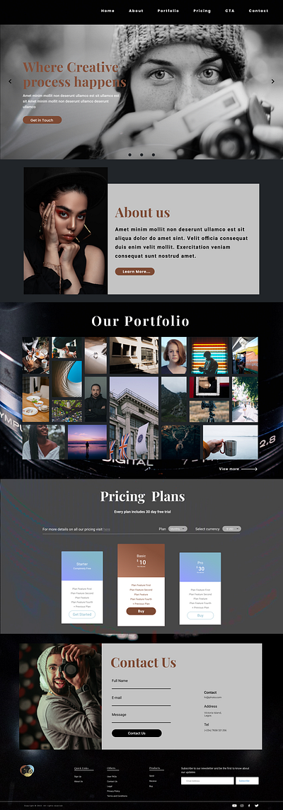 A photography landing page landingpage photo photography photography ui ui webpage