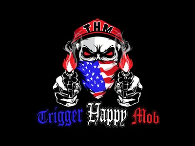 THM Happy Trigger Mob T-shirt Design, Skull, American design graphic design illustration logo vector