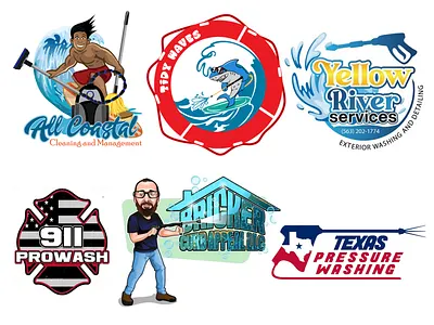 Cleaning logos 1 design graphic design illustration logo vector