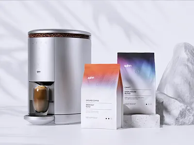 Spinn Coffe branding 3d brand branding cgi coffee colors identity logo materials octane package photo redshift render shadow spinn stone white
