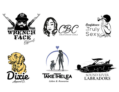 Silhouette based outline Black & White logos design graphic design illustration logo vector