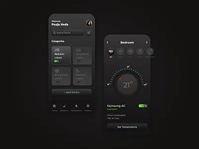An mobile app design to control smart home devices app application application design controller design design graphic design mobile app smart device ui user experience user interface ux uxui