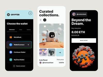 Crypter 2.0 - Mobile version clean crypter crypto figma resource marketplace minimal mobile mobile app nft nft marketplace nft marketplace ui kit ui ui design ui design kit ui kit ui8 ux ux design web app web design