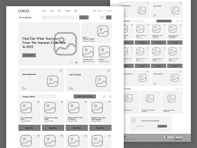 e-Commerce website wireframe e commrece landing page ui web design wireframe