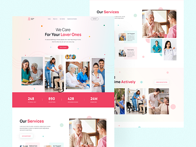 Nursing home landing page figmadesign hero section landing page landing page design marketing page nursing home nursing home senior care senior care senior living ui uidesign visual design web design web page website concept