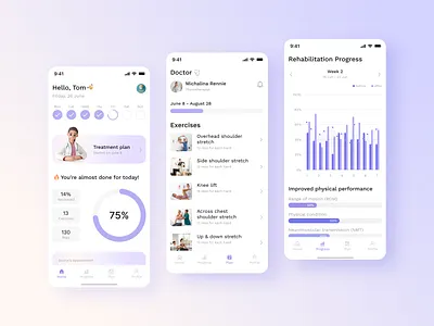 Physical Therapy Exercises & Tracker App app design exercises physiotherapy tracker ui ux uxui