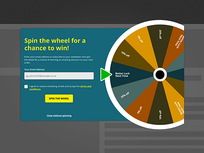 Email Capture Popup | Daily Design Challenge capture dailyui discount email modal popup ui website wheel