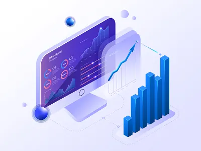 Quality before quantity 3d adobe illustrator design glow graph illustration isometric monitor vector