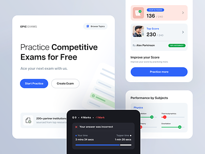 Edtech Platform Components components edtech exams mobile ui ux white