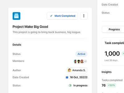 Task details cards clean design detail details interface minimal modal overlay panel product product design saas settings side panel ui ui design ux ux design web