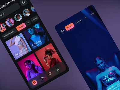 Influencer Marketplace App: animation android android ui app app design design home screen interface ios ios ui mobile mobile app mobile app design mobile interface ui uiux user interface ux